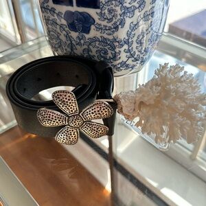 SILPADA Flower Buckle Italian Leather Belt.